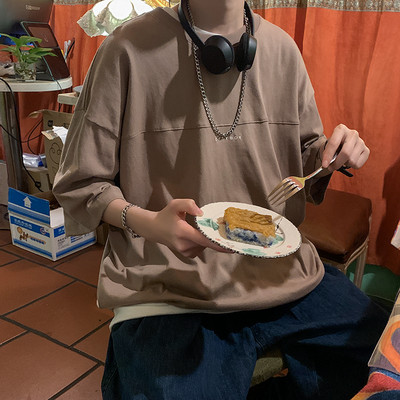 Tricou barbatesc model larg cu maneci 3/4