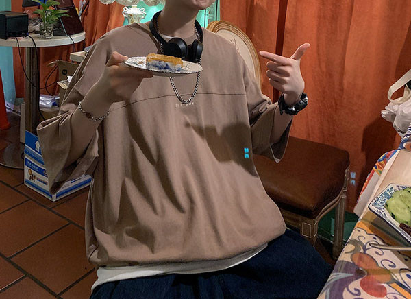 Tricou barbatesc model larg cu maneci 3/4