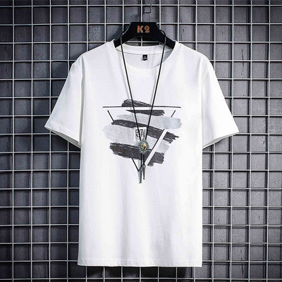 Tricou casual barbatesc cu imprimeu si maneci scurte in mai multe culori