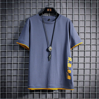 Tricou casual barbatesc cu imprimeu si maneci scurte in mai multe culori