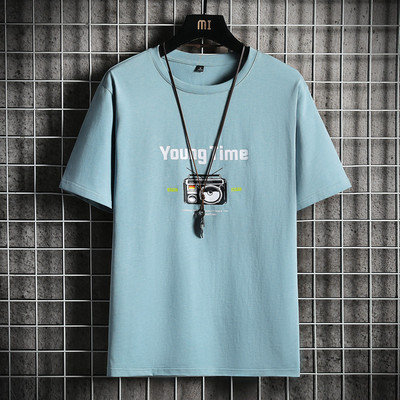 Tricou casual barbatesc cu imprimeu si maneci scurte in mai multe culori