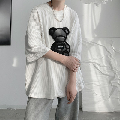 Tricou lat pentru bărbați, model lat, în alb și negru