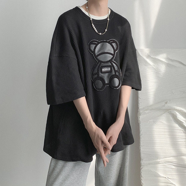 Tricou lat pentru bărbați, model lat, în alb și negru