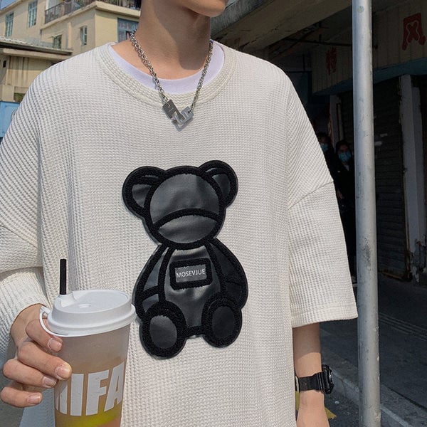 Tricou lat pentru bărbați, model lat, în alb și negru