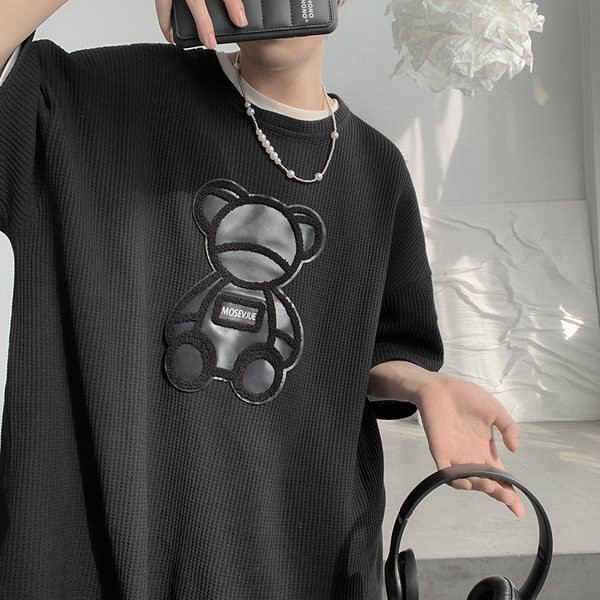 Tricou lat pentru bărbați, model lat, în alb și negru