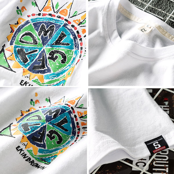 Muška majica kratkih rukava s printom u boji i kratkim rukavima