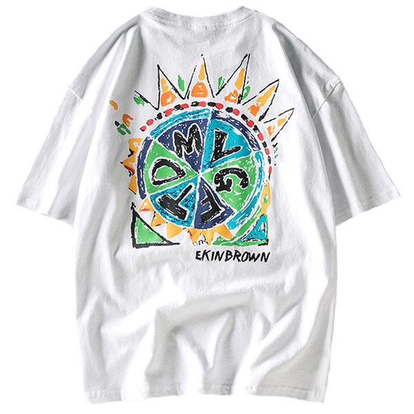 Muška majica kratkih rukava s printom u boji i kratkim rukavima