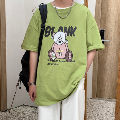 Bluză bărbătească modernă cu aplicație și mâneci scurte