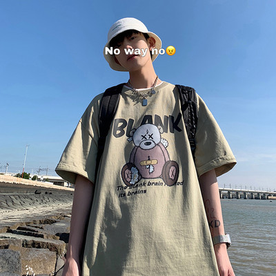 Bluză bărbătească modernă cu aplicație și mâneci scurte