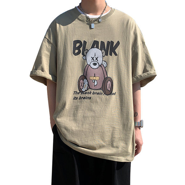 Bluză bărbătească modernă cu aplicație și mâneci scurte