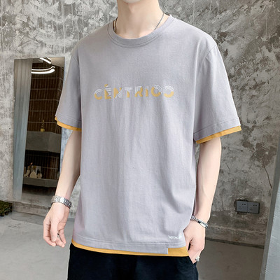 Tricou casual barbatesc cu decolteu oval si imprimeu - mai multe culori