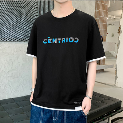 Tricou casual barbatesc cu decolteu oval si imprimeu - mai multe culori