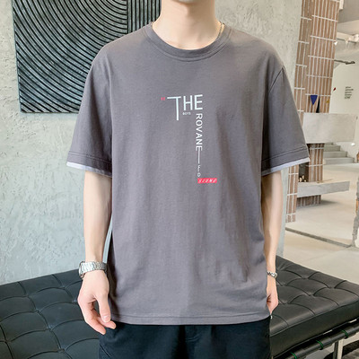 Tricou casual barbatesc cu decolteu oval si imprimeu - mai multe culori