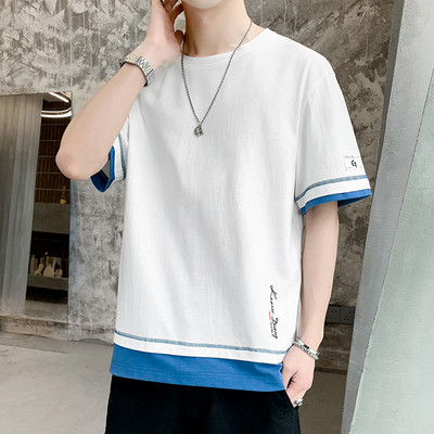 Tricou casual barbatesc cu decolteu oval si imprimeu - mai multe culori