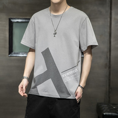 Tricou casual barbatesc cu decolteu oval si imprimeu - mai multe culori