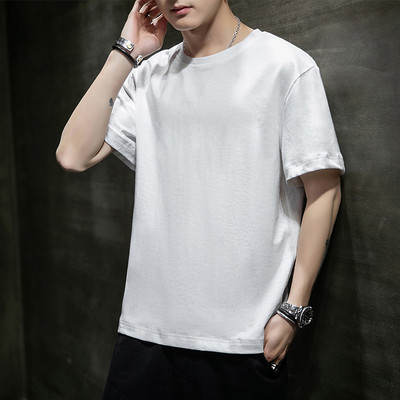 Tricou casual barbatesc cu decolteu oval si imprimeu - mai multe culori