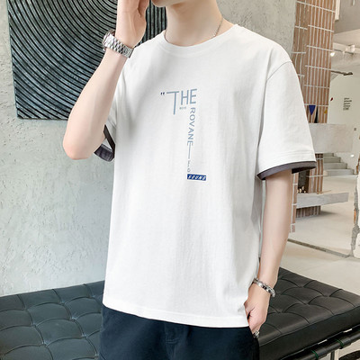 Tricou casual barbatesc cu decolteu oval si imprimeu - mai multe culori