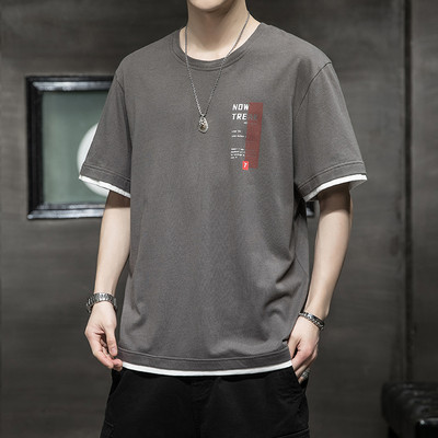 Tricou casual barbatesc cu decolteu oval si imprimeu - mai multe culori