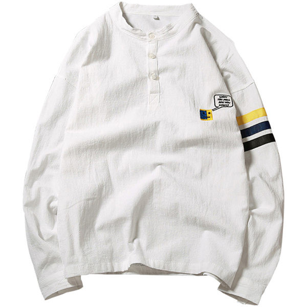 Bluză bărbătească cu nasturi și guler jos