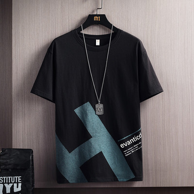 Tricou casual bărbătesc cu decolteu rotund și inscripții