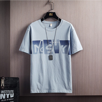 Tricou casual bărbătesc cu decolteu rotund și inscripții