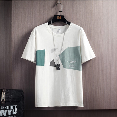 Tricou casual bărbătesc cu decolteu rotund și inscripții