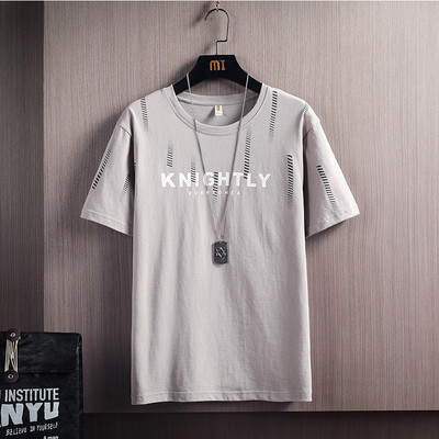 Tricou casual bărbătesc cu decolteu rotund și inscripții