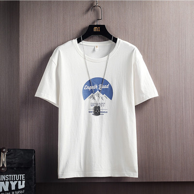 Tricou casual bărbătesc cu decolteu rotund și inscripții