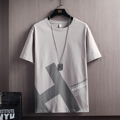 Tricou casual bărbătesc cu decolteu rotund și inscripții