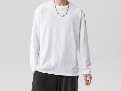 Bluză bărbătească simplă cu mâneci lungi și decolteu rotund