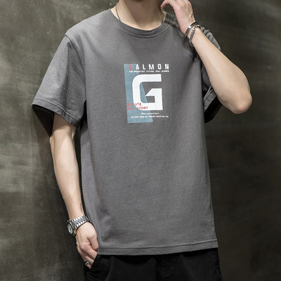 Tricou barbatesc cu imprimeu si decolteu rotund in mai multe culori