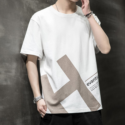 Tricou barbatesc cu imprimeu si decolteu rotund in mai multe culori