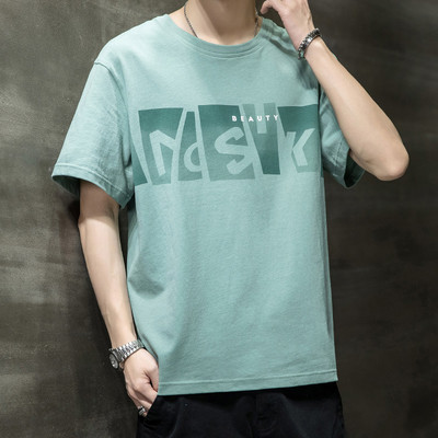 Tricou barbatesc cu imprimeu si decolteu rotund in mai multe culori