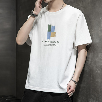 Tricou barbatesc cu imprimeu si decolteu rotund in mai multe culori