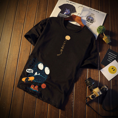 Tricou bărbătesc cu aplicație colorată și mâneci scurte în mai multe culori