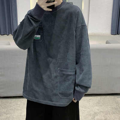 Bluza barbateasca model larg cu buzunare si decolteu rotund