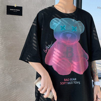 Tricou casual barbatesc in trei culori cu aplicatie si maneci scurte