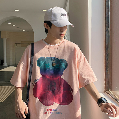 Tricou casual barbatesc in trei culori cu aplicatie si maneci scurte