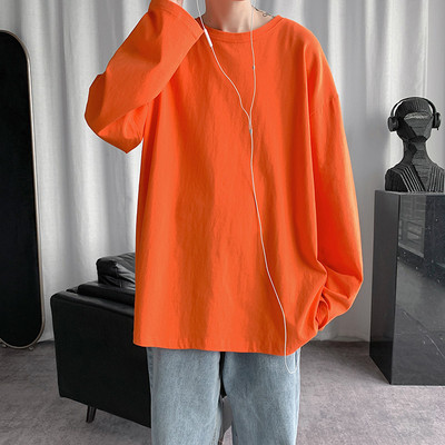 Bluză casual pentru bărbați, într-o singură culoare, cu mâneci lungi