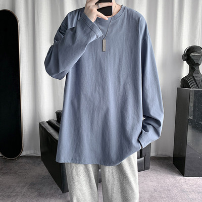 Bluză casual pentru bărbați, într-o singură culoare, cu mâneci lungi