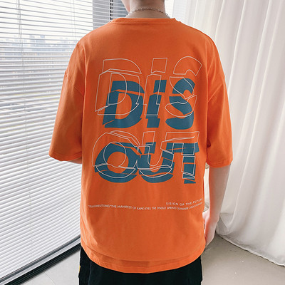 Tricou casual pentru bărbați cu mâneci scurte și inscripție colorată