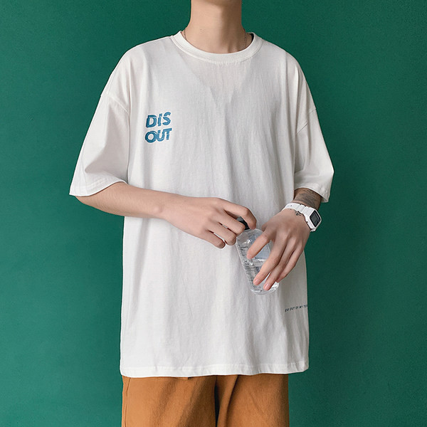 Tricou casual pentru bărbați cu mâneci scurte și inscripție colorată