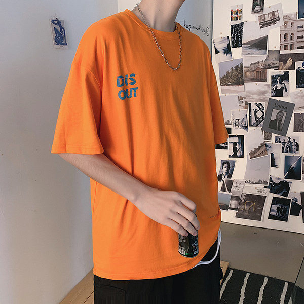 Tricou casual pentru bărbați cu mâneci scurte și inscripție colorată