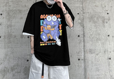 Tricou larg pentru bărbați cu aplicație colorată