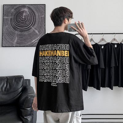 Tricou bărbați cu mâneci scurte și inscripții - model larg