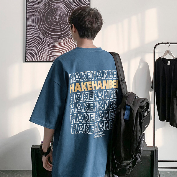 Tricou bărbați cu mâneci scurte și inscripții - model larg