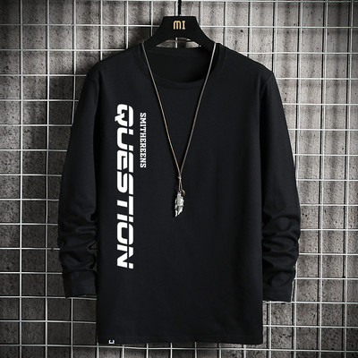 Bluză casual pentru bărbați, cu imprimeu inscripționat și mâneci lungi