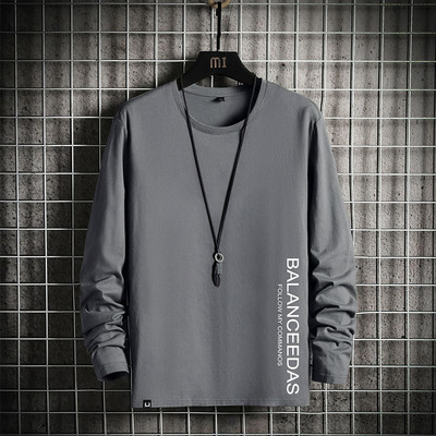 Bluză casual pentru bărbați, cu imprimeu inscripționat și mâneci lungi