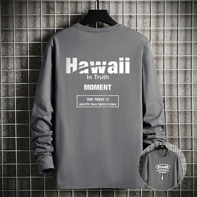 Bluză casual pentru bărbați, cu imprimeu inscripționat și mâneci lungi