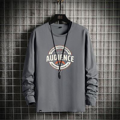 Bluză casual pentru bărbați, cu imprimeu inscripționat și mâneci lungi